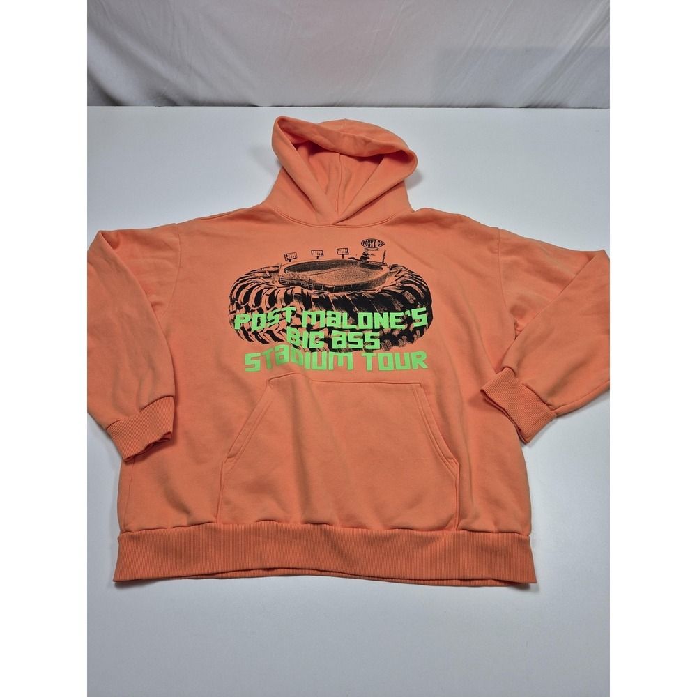 Posty Co Hoodie Mens XL Orange Post Malone Big Ass Stadium Tour Graphic Fleece